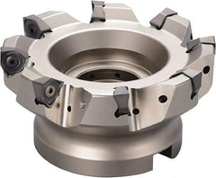 Kyocera - 12 Inserts, 125mm Cut Diam, 40mm Arbor Diam, 8mm Max Depth of Cut, Indexable Square-Shoulder Face Mill - 0° Lead Angle, 63mm High, WNMU 0806 Insert Compatibility, Through Coolant, Series M-Six - Americas Industrial Supply