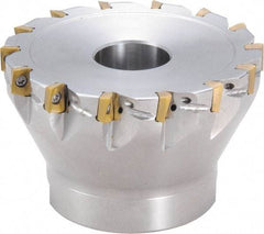 Kyocera - 8 Inserts, 32mm Cut Diam, 8.5mm Arbor Diam, 6mm Max Depth of Cut, Indexable Square-Shoulder Face Mill - 0° Lead Angle, 40mm High, BDMT 0703 Insert Compatibility, Through Coolant - Americas Industrial Supply