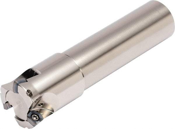 Kyocera - 25.4mm Cut Diam, 1.4986mm Max Depth, 1" Shank Diam, Cylindrical Shank Indexable High-Feed End Mill - Screw Holding Method, SOMT 100420ER-.. Insert, MFH Toolholder, Through Coolant - Americas Industrial Supply