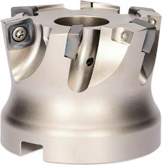 Kyocera - 8 Inserts, 160mm Cutter Diam, 2mm Max Depth of Cut, Indexable High-Feed Face Mill - 1.5748" Arbor Hole Diam, 16.4mm Keyway Width, 63mm High, MFH Toolholder, SOMT 14 Inserts - Americas Industrial Supply