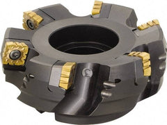 Kyocera - 200mm Cut Diam, 47.63mm Arbor Hole, 12mm Max Depth of Cut, 75° Indexable Chamfer & Angle Face Mill - 10 Inserts, SPMT1806 Insert, Right Hand Cut, 10 Flutes, Series MSRS15 - Americas Industrial Supply