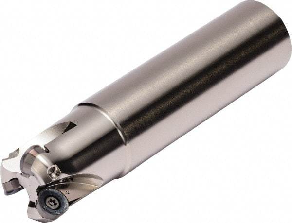 Kyocera - 1-1/2" Cutting Diam, 1-1/4" Shank Diam, Weldon Flat Indexable Copy End Mill - 4 Inserts, RPGT 12, RPMT 12 Insert, MRX Toolholder - Americas Industrial Supply