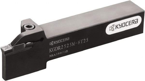 Kyocera - KGD, External, Right Hand, 19.9898mm Max Depth of Cut, 4 to 5mm Groove Width, Indexable Grooving Tool Holder - Multiple Insert Compatibility, 1" Shank Height, 1" Shank Width, 5.9" OAL - Americas Industrial Supply