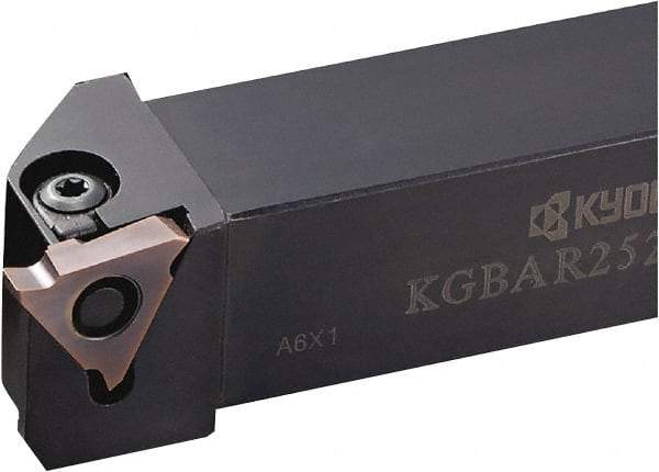 Kyocera - KGBA, External, Right Hand, 4.5mm Max Depth of Cut, 0.013 to 0.189" Groove Width, Indexable Grooving Tool Holder - GBA43R/L.. Insert Compatibility, 25mm Shank Height, 25mm Shank Width, 150mm OAL - Americas Industrial Supply