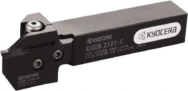 Kyocera - KGD, External, Right Hand, 19.9898mm Max Depth of Cut, 4 to 5mm Groove Width, Indexable Grooving Tool Holder - Multiple Insert Compatibility, 3/4" Shank Height, 3/4" Shank Width, 4.92" OAL - Americas Industrial Supply