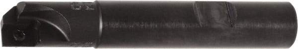 Kyocera - 0° Lead Angle, 3/8" Max Cut Diam, 0.374" Max Depth of Cut, Indexable Chamfer & Angle End Mill - 1 Insert, NDCT831FR, NDMM831ER-SP Insert Style, 3.08" OAL, Straight Shank - Americas Industrial Supply