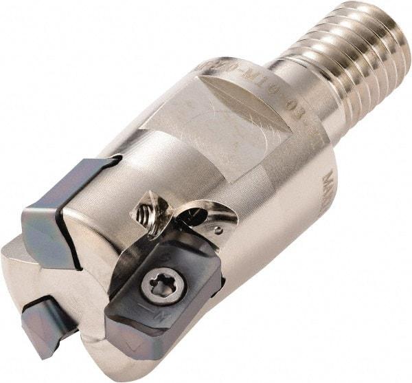 Kyocera - 31.75mm Cut Diam, 0.9906mm Max Depth, M16 Modular Connection Indexable High-Feed End Mill - Screw Holding Method, LOGU 030310ER-GM Insert, MFH Toolholder, Through Coolant - Americas Industrial Supply