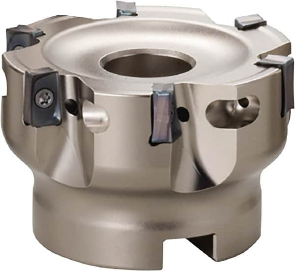 Kyocera - 4 Inserts, 32mm Cut Diam, 9mm Arbor Diam, 10mm Max Depth of Cut, Indexable Square-Shoulder Face Mill - 0° Lead Angle, 35mm High, LOMU 1004..ER-GH, LOMU 1004..ER-GM & LOMU 1004..ER-SM Insert Compatibility, Through Coolant, Series M-Four - Americas Industrial Supply