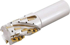 Kyocera - 50mm Cut Diam, 74mm Max Depth of Cut, 42mm Shank Diam, 185mm OAL, Indexable Square Shoulder Helical End Mill - BDMT 170408ER-N3, BDMT 170408ER-N4 Inserts, Cylindrical Shank, 90° Lead Angle, Through Coolant - Americas Industrial Supply