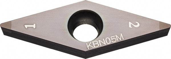 Kyocera - VBGW331 Grade KBN05M CBN Turning Insert - Megacoat Finish, 35° Diamond, 3/8" Inscr Circle, 3/16" Thick, 1/64" Corner Radius - Americas Industrial Supply