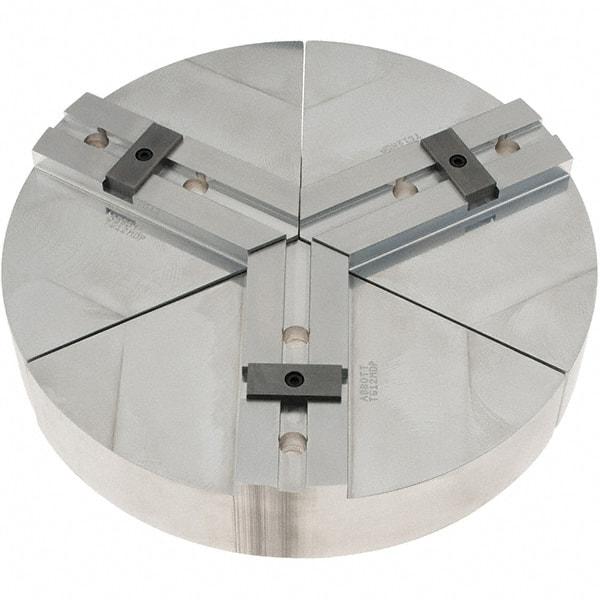 Abbott Workholding Products - 12" Max Chuck Capacity, Tongue & Groove Interface, Round Soft Lathe Chuck Jaw - 3 Jaw, Aluminum, 63.5mm Btw Mount Hole Ctrs, 12" Wide, 2" High, 12.7mm Groove, 1/2" Fastener - Americas Industrial Supply