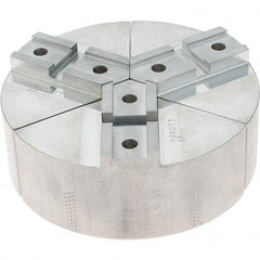 Abbott Workholding Products - 6" Max Chuck Capacity, Serrated Interface, Round Soft Lathe Chuck Jaw - 3 Jaw, Aluminum, 42.88mm Btw Mount Hole Ctrs, 6" Wide, 2" High, 18.75mm Groove, 5/16" Fastener - Americas Industrial Supply