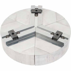 Abbott Workholding Products - 10" Max Chuck Capacity, Tongue & Groove Interface, Round Soft Lathe Chuck Jaw - 3 Jaw, Aluminum, 40mm Btw Mount Hole Ctrs, 10" Wide, 2" High, 12mm Groove, 12mm Fastener - Americas Industrial Supply