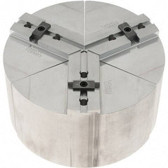 Abbott Workholding Products - 8" Max Chuck Capacity, Tongue & Groove Interface, Round Soft Lathe Chuck Jaw - 3 Jaw, Aluminum, 44.45mm Btw Mount Hole Ctrs, 8" Wide, 4" High, 7.95mm Groove, 3/8" Fastener - Americas Industrial Supply