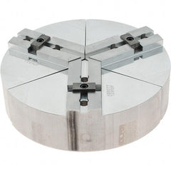 Abbott Workholding Products - 8" Max Chuck Capacity, Tongue & Groove Interface, Round Soft Lathe Chuck Jaw - 3 Jaw, Aluminum, 44.45mm Btw Mount Hole Ctrs, 8" Wide, 2" High, 7.95mm Groove, 3/8" Fastener - Americas Industrial Supply