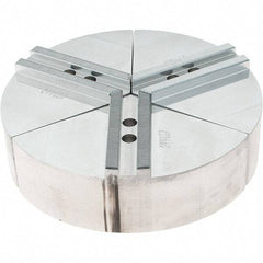 Abbott Workholding Products - 6" Max Chuck Capacity, 1.5mm x 60° Serrated Interface, Round Soft Lathe Chuck Jaw - 3 Jaw, Aluminum, 0.7874" Btw Mount Hole Ctrs, 8" Wide, 2" High, 10mm Fastener - Americas Industrial Supply