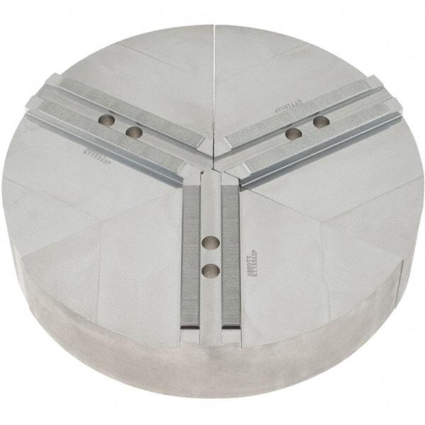 Abbott Workholding Products - 12" Max Chuck Capacity, 1.5mm x 60° Serrated Interface, Round Soft Lathe Chuck Jaw - 3 Jaw, Aluminum, 1.1811" Btw Mount Hole Ctrs, 15" Wide, 3" High, 14mm Fastener - Americas Industrial Supply