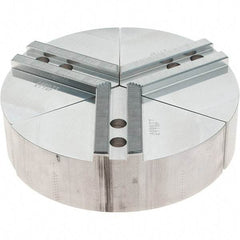 Abbott Workholding Products - 8" Max Chuck Capacity, 1.5mm x 60° Serrated Interface, Round Soft Lathe Chuck Jaw - 3 Jaw, Aluminum, 0.9843" Btw Mount Hole Ctrs, 8" Wide, 2" High, 12mm Fastener - Americas Industrial Supply