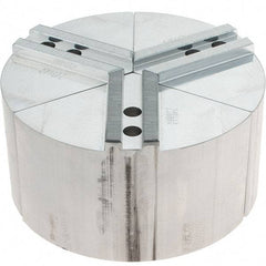 Abbott Workholding Products - 8" Max Chuck Capacity, 1.5mm x 60° Serrated Interface, Round Soft Lathe Chuck Jaw - 3 Jaw, Aluminum, 0.9843" Btw Mount Hole Ctrs, 8" Wide, 4" High, 12mm Fastener - Americas Industrial Supply