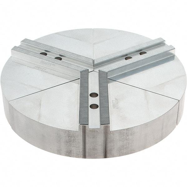 Abbott Workholding Products - 10" Max Chuck Capacity, 1.5mm x 60° Serrated Interface, Round Soft Lathe Chuck Jaw - 3 Jaw, Aluminum, 1.1811" Btw Mount Hole Ctrs, 12" Wide, 2" High, 12mm Fastener - Americas Industrial Supply