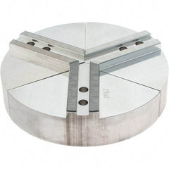 Abbott Workholding Products - 10" Max Chuck Capacity, 1.5mm x 60° Serrated Interface, Round Soft Lathe Chuck Jaw - 3 Jaw, Aluminum, 1.1811" Btw Mount Hole Ctrs, 10" Wide, 2" High, 12mm Fastener - Americas Industrial Supply