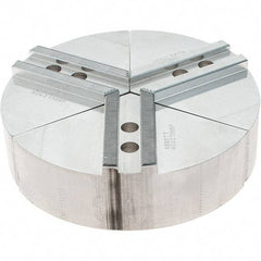 Abbott Workholding Products - 8" Max Chuck Capacity, 1.5mm x 60° Serrated Interface, Round Soft Lathe Chuck Jaw - 3 Jaw, Aluminum, 0.9843" Btw Mount Hole Ctrs, 8" Wide, 2" High, 12mm Fastener - Americas Industrial Supply