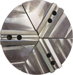 Abbott Workholding Products - 4" Max Chuck Capacity, 1.5mm x 60° Serrated Interface, Round Soft Lathe Chuck Jaw - 3 Jaw, Aluminum, 0.5906" Btw Mount Hole Ctrs, 6" Wide, 2" High, 6mm Fastener - Americas Industrial Supply