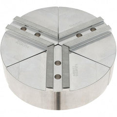 Abbott Workholding Products - 8" Max Chuck Capacity, 1.5mm x 60° Serrated Interface, Round Soft Lathe Chuck Jaw - 3 Jaw, Aluminum, 1.1811" Btw Mount Hole Ctrs, 8" Wide, 2" High, 10mm Fastener - Americas Industrial Supply