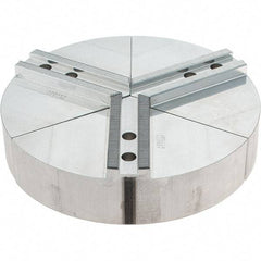 Abbott Workholding Products - 10" Max Chuck Capacity, 1.5mm x 60° Serrated Interface, Round Soft Lathe Chuck Jaw - 3 Jaw, Aluminum, 1.2598" Btw Mount Hole Ctrs, 10" Wide, 2" High, 12mm Fastener - Americas Industrial Supply