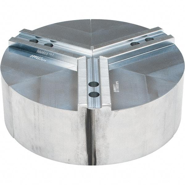 Abbott Workholding Products - 12" Max Chuck Capacity, 1.5mm x 60° Serrated Interface, Round Soft Lathe Chuck Jaw - 3 Jaw, Aluminum, 1.1811" Btw Mount Hole Ctrs, 12" Wide, 4" High, 16mm Fastener - Americas Industrial Supply
