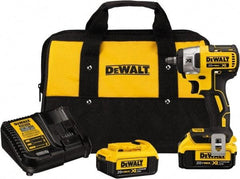 DeWALT - 3/8" Drive 20 Volt Mid-Handle Cordless Impact Wrench & Ratchet - 2,800 RPM, 0 to 3,200 BPM, 150 Ft/Lb Torque, 2 Lithium-Ion Batteries Included - Americas Industrial Supply