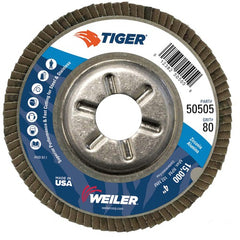 4″ Tiger Disc Abrasive Flap Disc, Angled, Alum. Backing, 80Z, 5/8″ Arbor Hole - Americas Industrial Supply