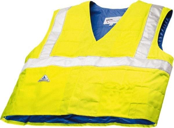 Techniche - Size S/M, High Visibility Lime Cooling Vest - Hook & Loop Front, Polyester, HyperKewl - Americas Industrial Supply