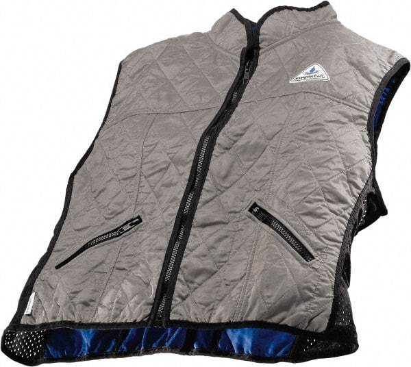 Techniche - Size XL, Silver Cooling Vest - Zipper Front, Nylon, HyperKewl - Americas Industrial Supply