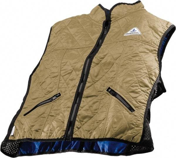Techniche - Size XL, Khaki Cooling Vest - Zipper Front, Nylon, HyperKewl - Americas Industrial Supply