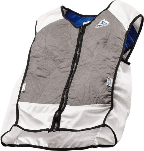 Techniche - Size L, Silver Cooling Vest - Zipper Front, Nylon, HyperKewl, Poly-Cotton - Americas Industrial Supply