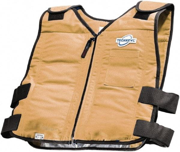 Techniche - Size M/L, Khaki Cooling Vest - Zipper Front, Cotton - Americas Industrial Supply