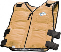 Techniche - Size L/XL, Khaki Cooling Vest - Zipper Front, Cotton - Americas Industrial Supply