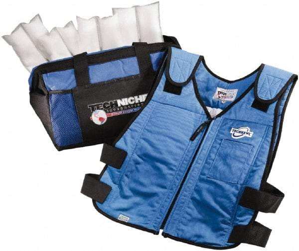 Techniche - Size L/XL, Royal Blue Cooling Vest - Zipper Front, Cotton - Americas Industrial Supply