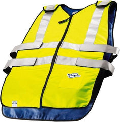 Techniche - Size L/XL, High Visibility Lime Cooling Vest - Zipper Front, Polyester - Americas Industrial Supply