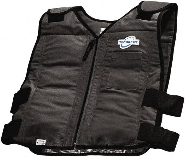 Techniche - Size L/XL, Black Cooling Vest - Zipper Front, Cotton - Americas Industrial Supply