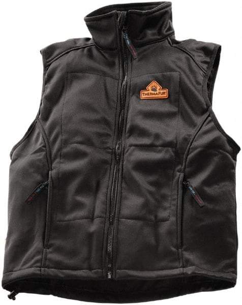 Techniche - Size S Heated Vest - Black, Softshell Barrier Fleece, Zipper Closure - Americas Industrial Supply