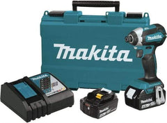 Makita - 18 Volt, 1/2" Drive, 20 Ft/Lb Torque, Cordless Impact Driver - Pistol Grip Handle, 3600 RPM, 2 Lithium-Ion Batteries Included - Americas Industrial Supply