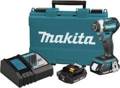 Makita - 18 Volt, 1/4" Drive, 20 Ft/Lb Torque, Cordless Impact Driver - Pistol Grip Handle, 3600 RPM, 2 Lithium-Ion Batteries Included - Americas Industrial Supply