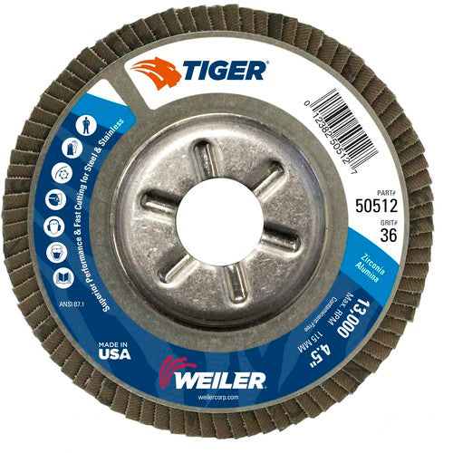 4-1/2 TIGER FLAP DISC 36Z 7/8 AH - Americas Industrial Supply