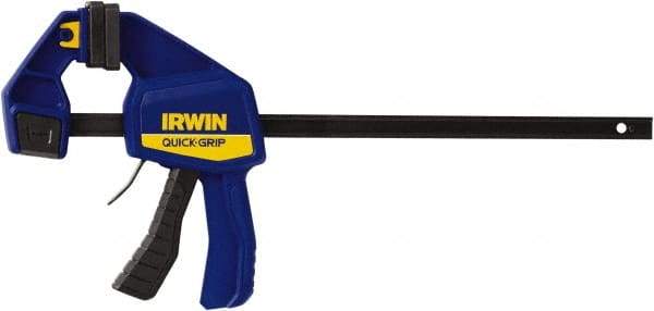 Irwin - 12" Capacity, 3-3/16" Throat Depth Carbon Steel Bar Clamp - 300 Lb Clamping Pressure, 19-1/4" OAL, 492.13mm Max Spread - Americas Industrial Supply