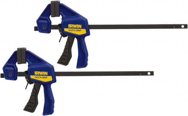 Irwin - 4-1/2" Capacity, 1-3/16" Throat Depth Carbon Steel Bar Clamp - 35 Lb Clamping Pressure - Americas Industrial Supply