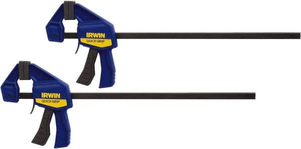 Irwin - 12" Capacity, 2-7/16" Throat Depth Carbon Steel Bar Clamp - 140 Lb Clamping Pressure - Americas Industrial Supply