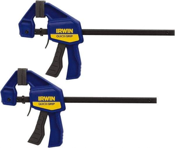 Irwin - 6" Capacity, 2-7/16" Throat Depth Carbon Steel Bar Clamp - 140 Lb Clamping Pressure, 13" OAL - Americas Industrial Supply