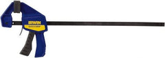 Irwin - 6" Capacity, 2-7/16" Throat Depth Carbon Steel Bar Clamp - 140 Lb Clamping Pressure, 13" OAL - Americas Industrial Supply